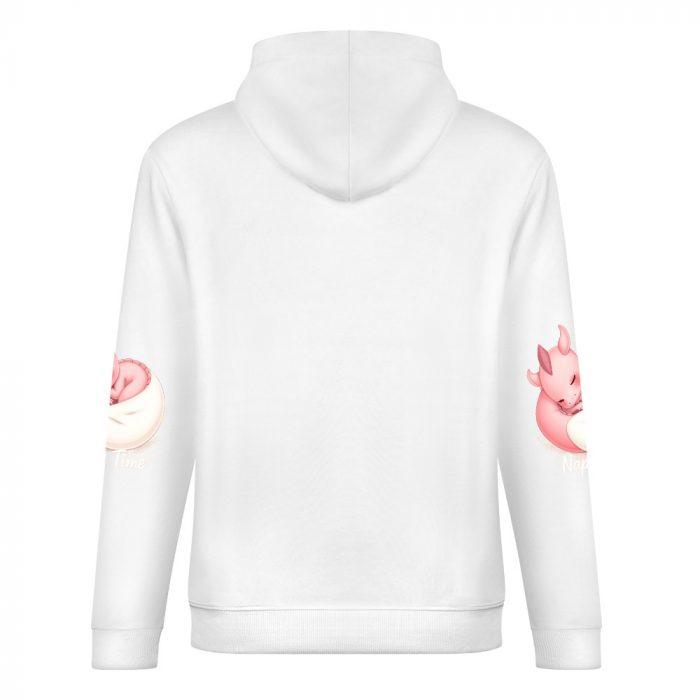 Nap Time Pink Dragon Hoodie – Cute Fantasy Hoodie with Sleeping Dragon Sleeve Print - Image 6