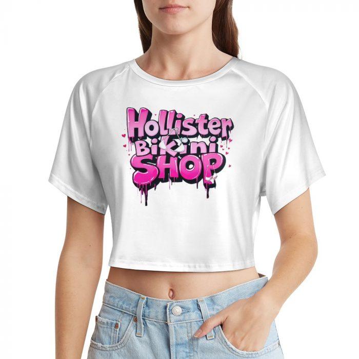Hollister Bikini Shop Crop – Graffiti Pink Drip Edition - Image 5