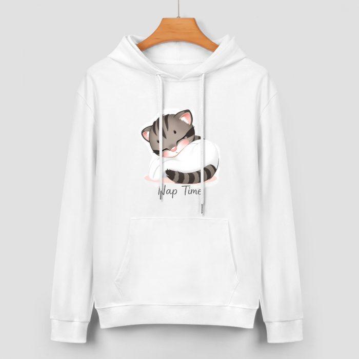Nap Time Cat Hoodie – Cute Sleeping Tabby Hoodie for Soft Girl Chill Vibes - Image 2