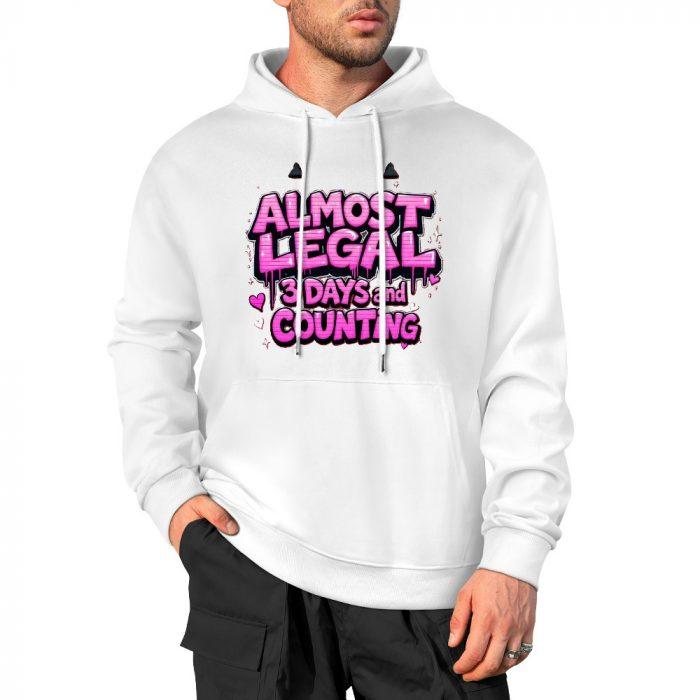 Almost Legal Hoodie – Sparkle Edition “3 Days and Counting” Flirty Birthday Hoodie - Image 3