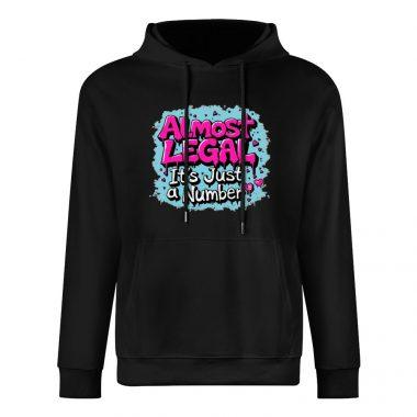 Almost Legal Hoodie – Black Hoodie with “It’s Just a Number” Graffiti Graphic