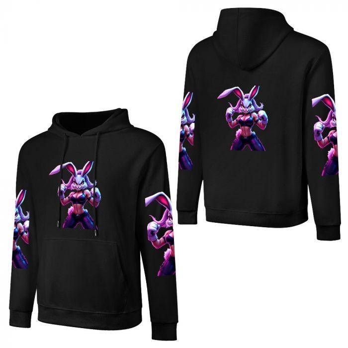 Bad Bunny Hoodie – Black Hoodie with Flirty Buff Bunny Graphic and Sleeve Prints - Image 3