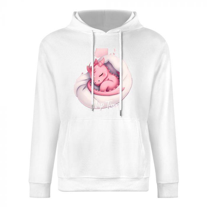 Nap Time Pink Dragon Hoodie – Graffiti Heart Soft Girl Hoodie with Sleeping Dragon