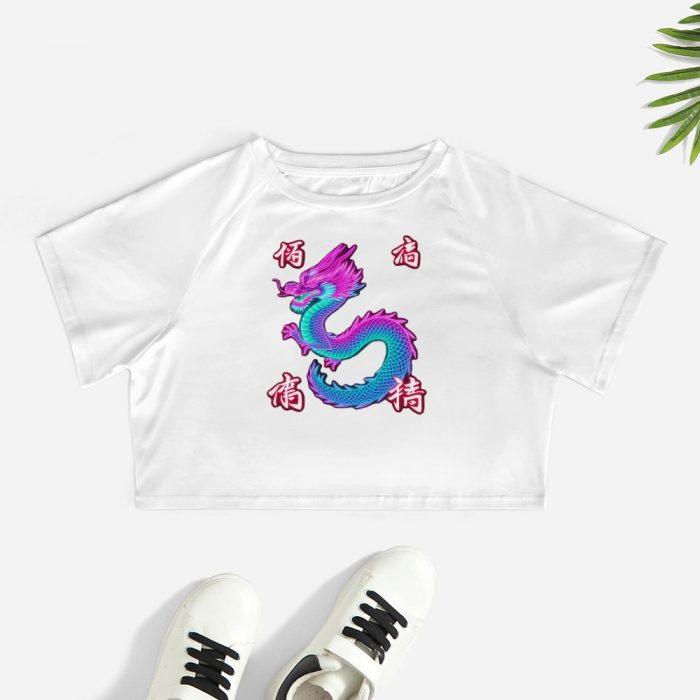 Neon Drift Dragon Crop – Tokyo Street Style Tee - Image 2