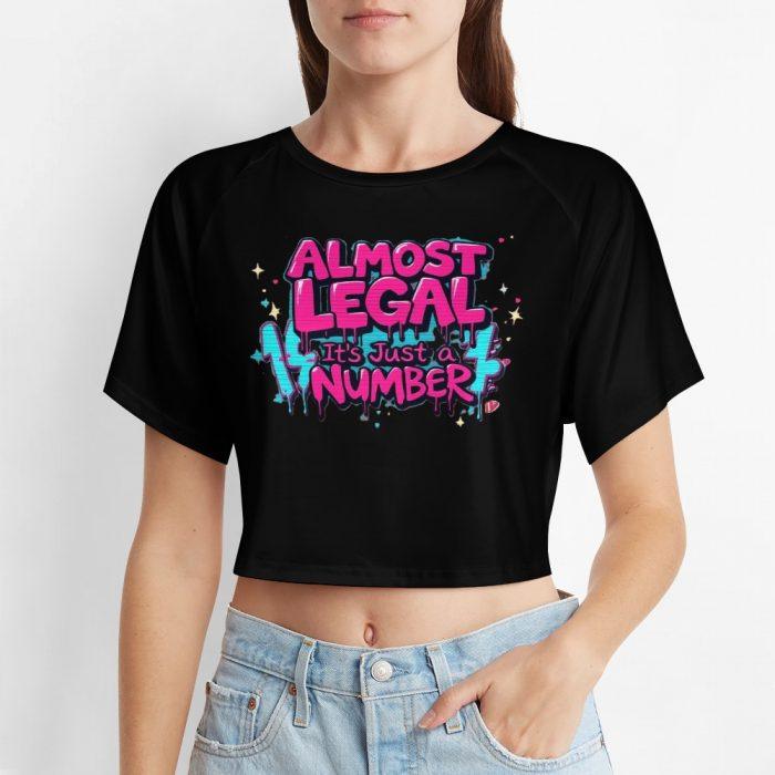 Almost Legal Crop – Aqua Flame “Just a Number” Tee - Image 6