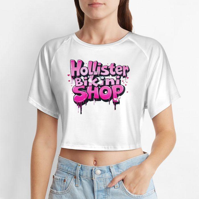Hollister Bikini Shop Crop – Graffiti Pink Drip Edition