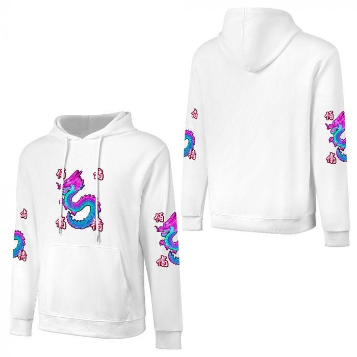Neon Dragon Hoodie – Tokyo Street Style Hoodie with Blue and Pink Dragon Print - Image 5