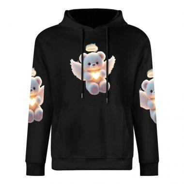 Angel Heart Bear Hoodie – Black Hoodie with Halo Teddy and Glowing Chest Heart