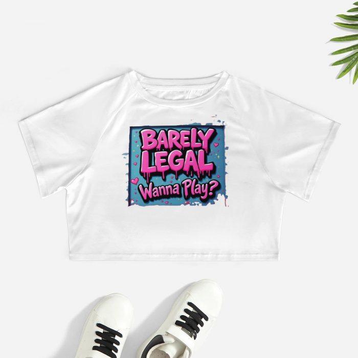 Barely Legal Wanna Play? Framed Crop Top – Muffin Town Collection - Image 2