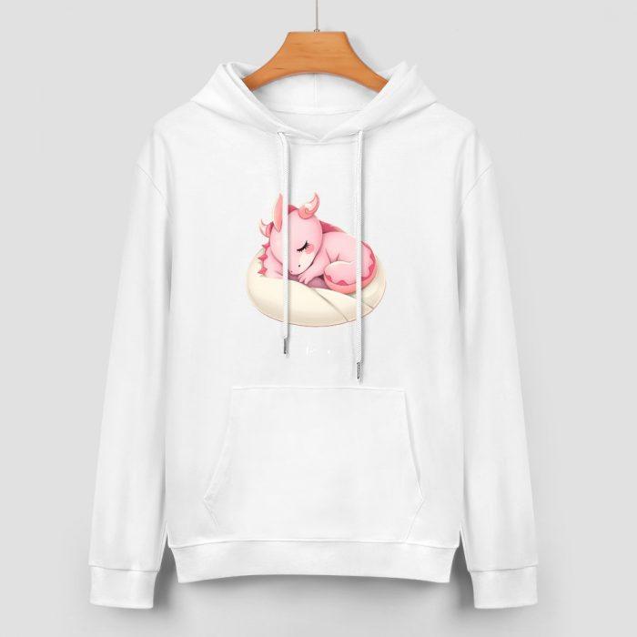 Nap Time Pink Dragon Hoodie – Soft Fantasy Creature Hoodie with Sleeping Dragon Art - Image 2