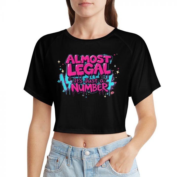 Almost Legal Crop – Aqua Flame “Just a Number” Tee - Image 10