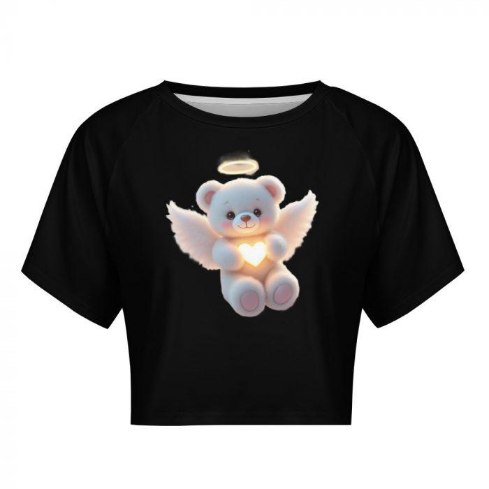 Blue Angel Teddy Crop – Soft Glow Heart Halo Tee - Image 8