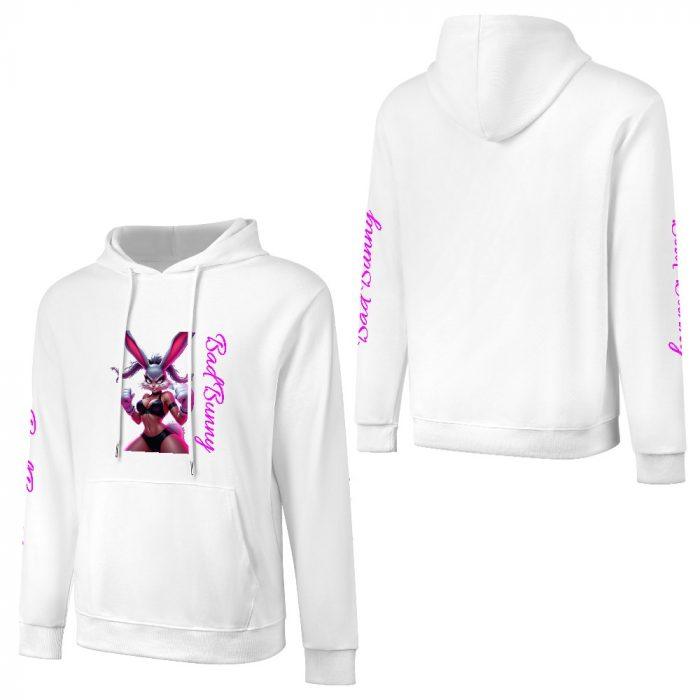 Bad Bunny Hoodie – Flirty Fighter Bunny Girl Hoodie with Pink Sleeve Script - Image 5