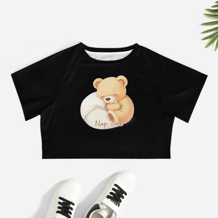 Nap Time Bear Crop – Soft Cozy Pastel Sleepy Tee - Image 7