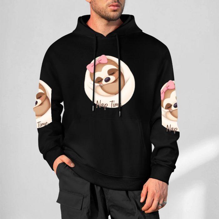 Nap Time Sloth Hoodie – Adorable Pink Bow Lazy Day Sweatshirt - Image 5