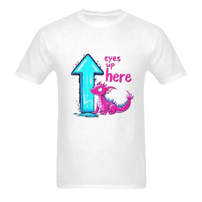 Eyes Up Here Pink Dragon Tee – Cheeky Cartoon Graphic Shirt （Made in USA，Ships to USA Only） - Image 7