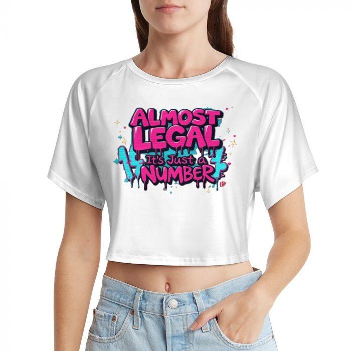Almost Legal Crop – Aqua Flame “Just a Number” Tee - Image 5