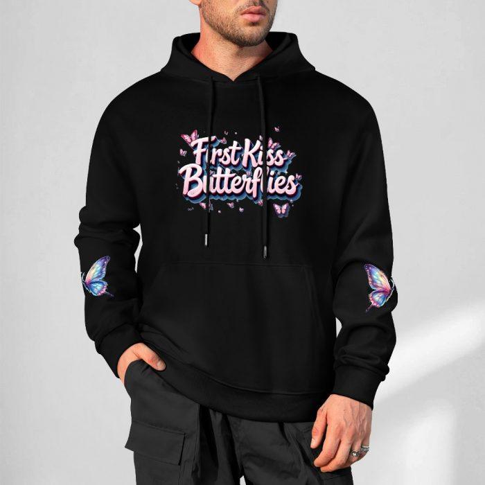 First Kiss Butterflies Hoodie – Black Hoodie with Colorful Butterfly Sleeves and Dreamy Logo - Image 5