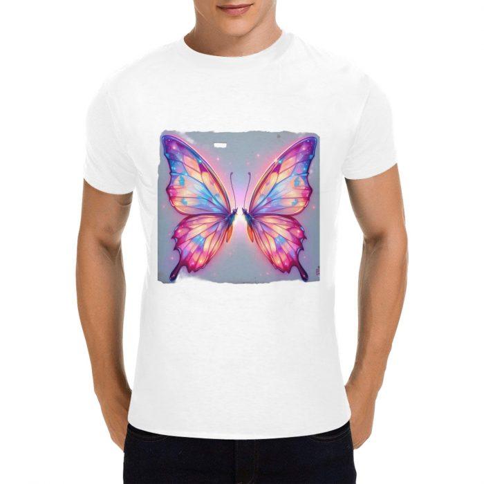 Glowing Pastel Butterfly Graphic Tee – Dreamy Symmetry Art Shirt （Made in USA，Ships to USA Only）
