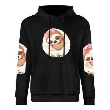 Nap Time Sloth Hoodie – Adorable Pink Bow Lazy Day Sweatshirt