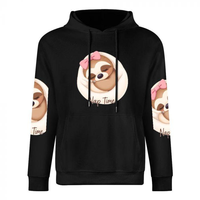 Nap Time Sloth Hoodie – Adorable Pink Bow Lazy Day Sweatshirt