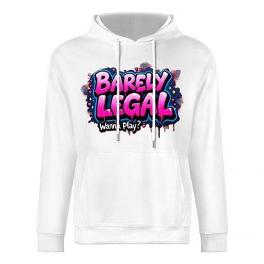 Barely Legal Hoodie – “Wanna Play?” Graffiti Bubble Text Hoodie for Bold Girls