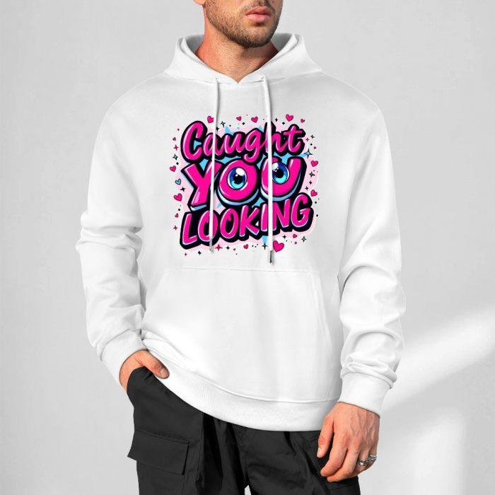 Caught You Looking Hoodie – Flirty Graphic Hoodie with Bold Bubble Letter Design - Image 4