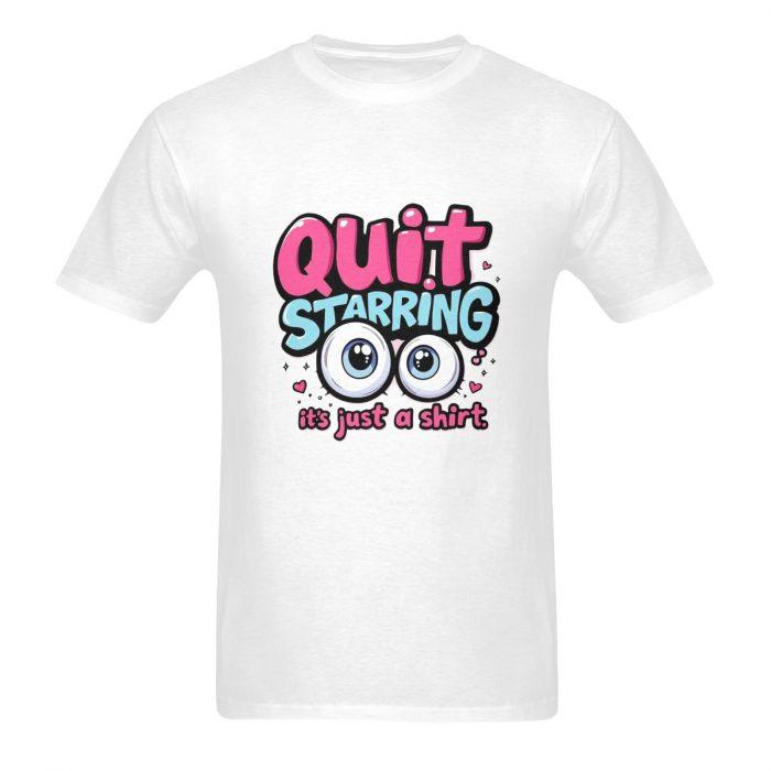 Quit Staring – Pastel Bubble Letter Flirt Graphic T-Shirt（Made in USA，Ships to USA Only） - Image 3