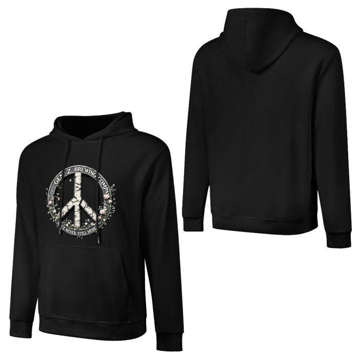 Gen Z Brewing Peace Hoodie – Black Hoodie with Floral Peace Sign and "Since You’re Still Here" Slogan - Image 3