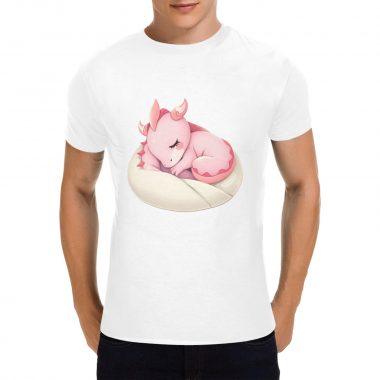 Sleeping Pink Dragon Tee – Soft Fantasy Creature Shirt (No Text) (Made in USA,Ships to USA Only)