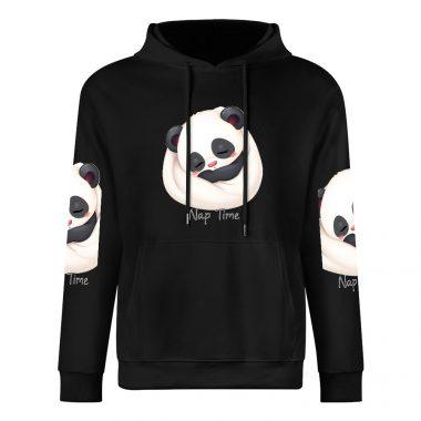 Nap Time Panda Hoodie – Black Hoodie with Sleeping Panda Graphic and Sleeve Prints