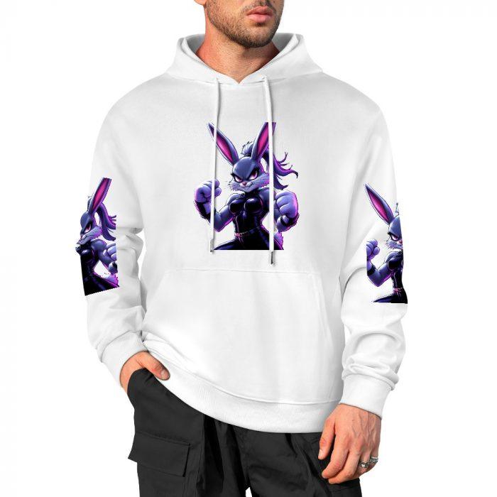 Dark Bunny Brawler Hoodie – White Combat Bunny Streetwear - Image 3