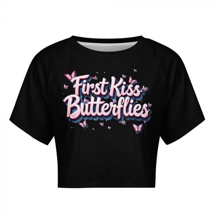 First Kiss Butterflies – Deluxe Pink Flutter Crop Tee - Image 8