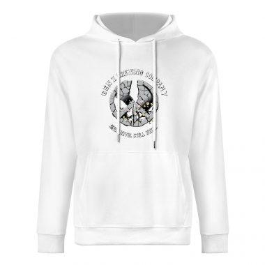 Gen Z Brewing Co. Hoodie – Cracked Peace Sign Hoodie with “We’re Still Mad” Quote