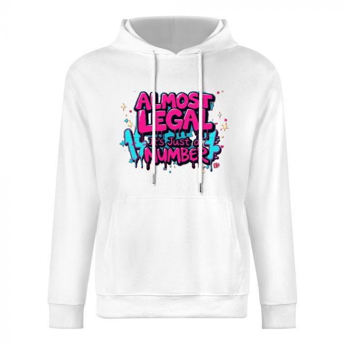 Almost Legal Hoodie – Graffiti Blue “It’s Just a Number” Flirty Birthday Hoodie