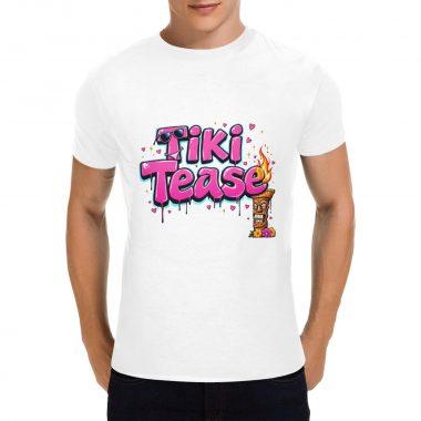 Tiki Tease Graphic Tee – Flirty Tropical Graffiti Shirt （Made in USA，Ships to USA Only）
