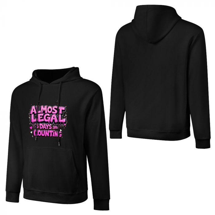 Almost Legal Hoodie – Black Hoodie with Bold Pink “3 Days and Counting” Graphic - Image 3