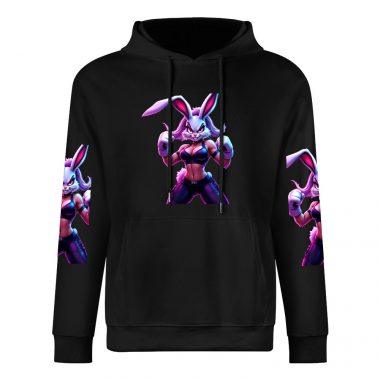 Bad Bunny Hoodie – Black Hoodie with Flirty Buff Bunny Graphic and Sleeve Prints