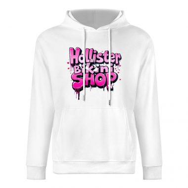 Hollister Bikini Shop Hoodie – Graffiti Style Logo Hoodie with Pink Drip Text