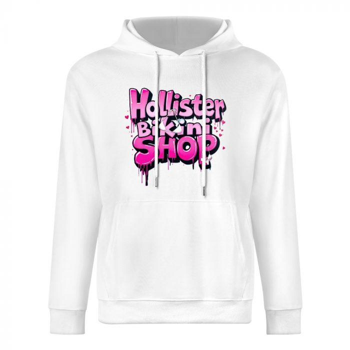 Hollister Bikini Shop Hoodie – Graffiti Style Logo Hoodie with Pink Drip Text