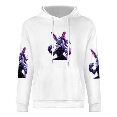Bad Bunny Hoodie – White Hoodie with Bold Purple Street Bunny Graphic