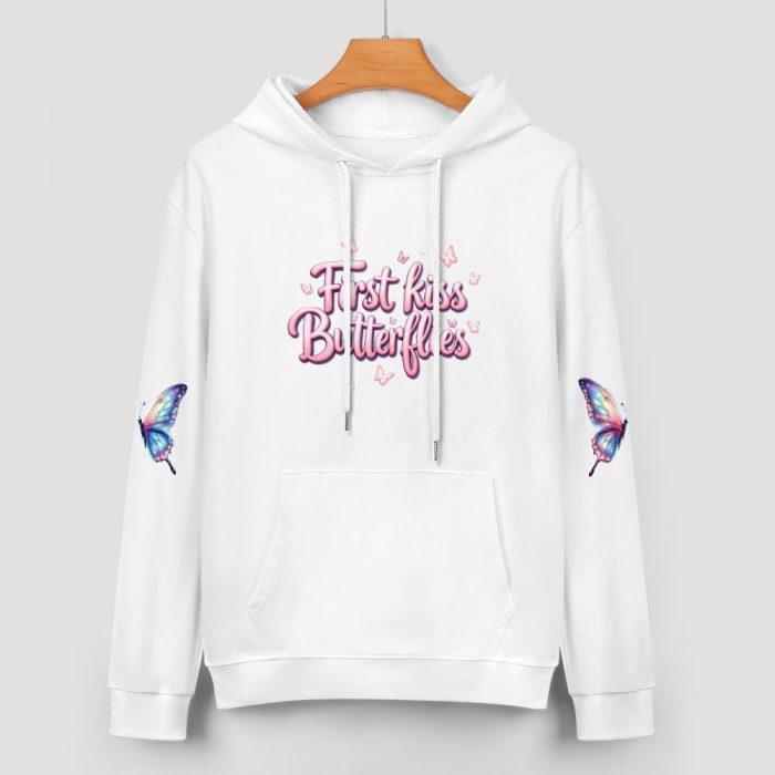 First Kiss Butterflies Hoodie – Cute Pastel Butterfly Sleeve Hoodie for Girls - Image 2