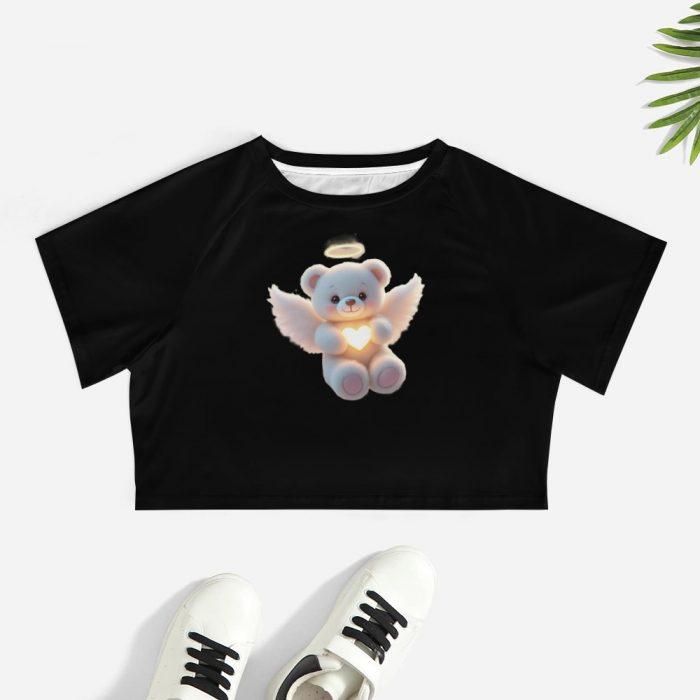 Blue Angel Teddy Crop – Soft Glow Heart Halo Tee - Image 7
