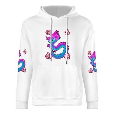 Neon Dragon Hoodie – Tokyo Street Style Hoodie with Blue and Pink Dragon Print