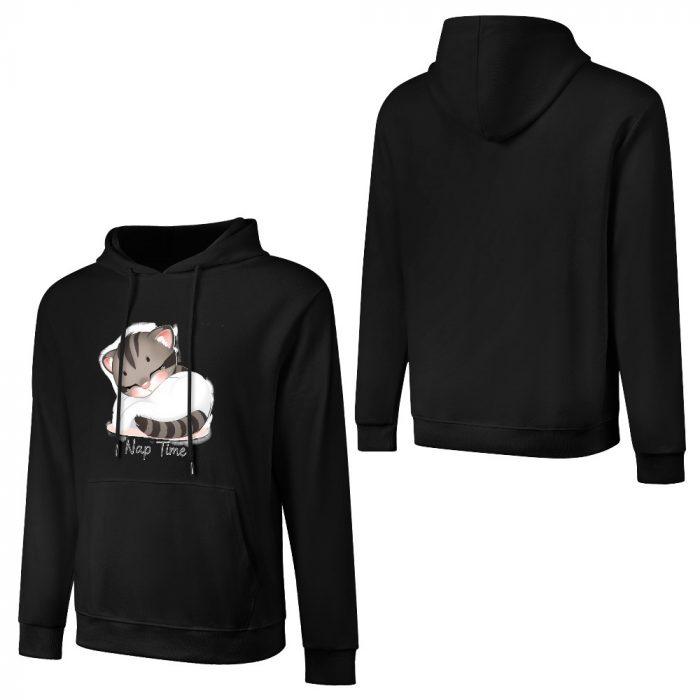 Nap Time Cat Hoodie – Black Hoodie with Sleeping Kitten Graphic - Image 3