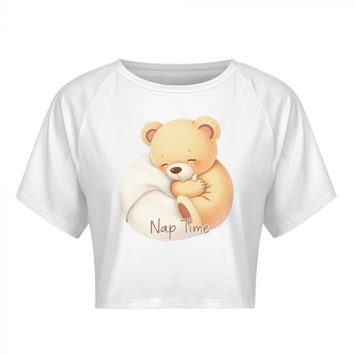 Nap Time Bear Crop – Soft Cozy Pastel Sleepy Tee - Image 3