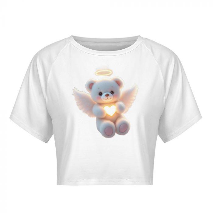 Blue Angel Teddy Crop – Soft Glow Heart Halo Tee - Image 3
