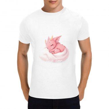 Nap Time Dragon – Soft Pink Fantasy Creature Graphic T-Shirt(Made in USA,Ships to USA Only)