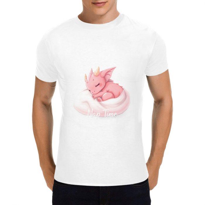 Nap Time Dragon – Soft Pink Fantasy Creature Graphic T-Shirt（Made in USA，Ships to USA Only）