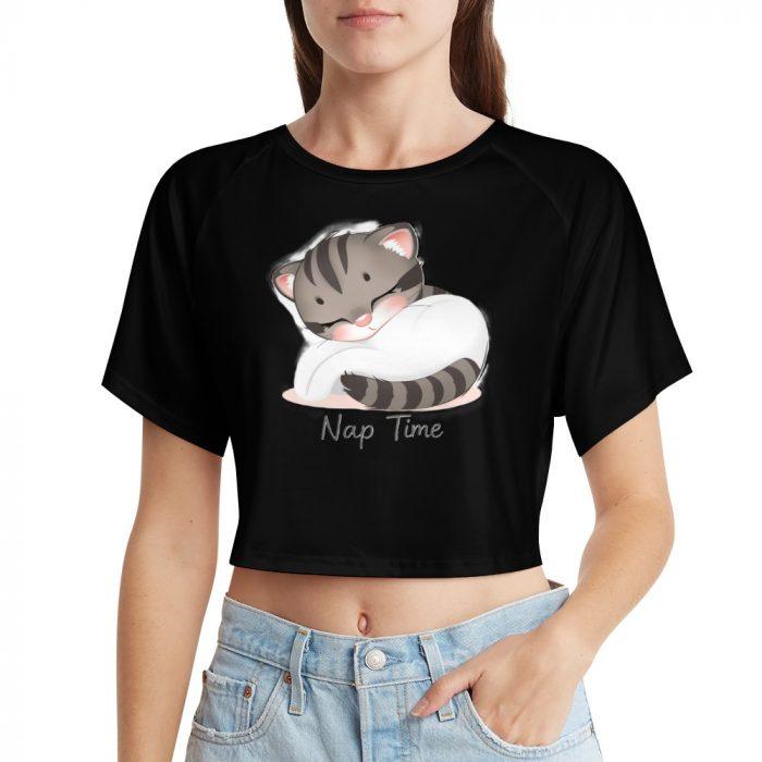 Nap Time Kitty Crop – Cozy Sleepy Cat Tee - Image 10